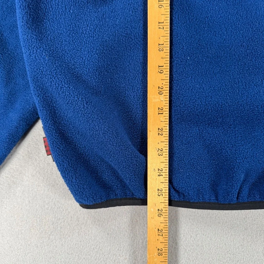 Woolrich Fleece Pullover Snap Placket Medium Blue Polartec Trim